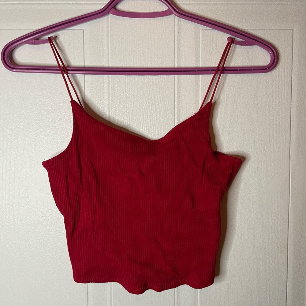 Garage Red Sleeveless Fitted Crop Camisole